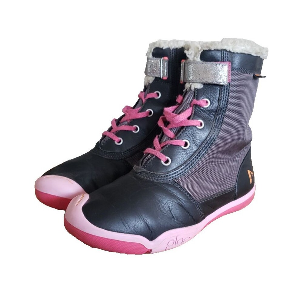 Plae NOEL Boots Water Proof Girls Size 4.5 Black Pink Outdoor Snow Boots Shoes